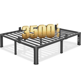 14 inch King Size Bed Frame with Round Corner Legs and Headboard Hole Mattress Slide Stopper 3500 lbs Heavy Duty Metal Platform,Steel Slat Support,No Box Spring Needed,Easy Assembly,Noise Free