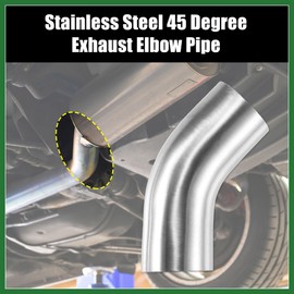 Motoforti 1 Pcs OD 2.5 Inch 45 Degree Mandrel Bend Elbow SS304 Stainless Steel Bend Tube Exhaust Elbow Pipe for Car Exhaust System Piping Silver Tone Long-lasting