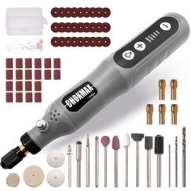 CHOKMAX Mini Wireless Rotary Tool, 5 Speed Grinder Kit with 72 Accessories and Front LED Light, Type C Charging Craft Tool for Engraving, Grinding, Polishing, Drilling, Grinding Grey