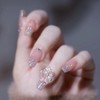 24pcs Beautiful Lace Nail Tips Pink Nail Tips for Wedding,