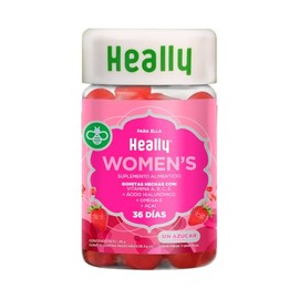 Multivitamínico Mujer Ácido Hialurónico Omega Vitaminas Gomitas Sabor Fresa Granada Porciones Azúcar Gluten 100 Natural Heally