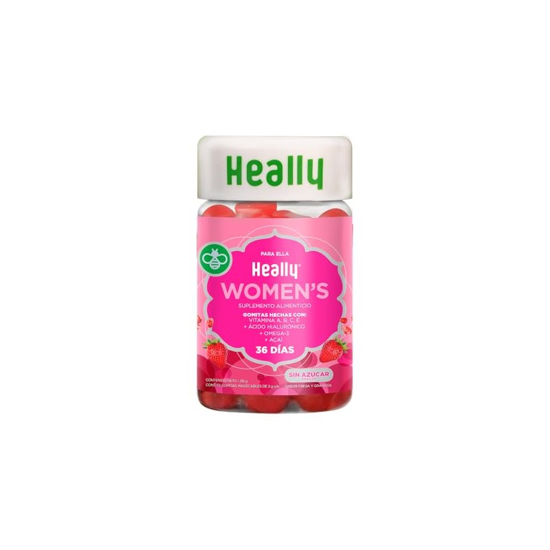 Multivitamínico Mujer Ácido Hialurónico Omega Vitaminas Gomitas Sabor Fresa Granada