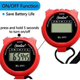 Shockproof Digital Sports Stopwatch Timer with Large Display - Lap Split, Multi-Function, Countdown, Calendar, Alarm, 12/24 Hour Clock - Ideal for Coaches in Swimming, Running, and Sports (Red)