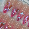 Hot Pink Glass Bead Handmade Nail Tip - Water Drop