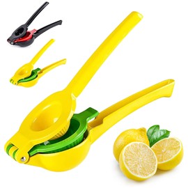 Exprimidor de Limones, 2 en 1 Manual Lemon Squeezer, Exprimidor de Limón de Aleación de Aluminio de Alta Resistencia, Exprimcut de Mango Largo para Exprimir Cualquier Limón Cítricos Naranja (Amarillo)