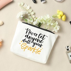 Inspirational Quote Never Let Anyone Dull Your Sparkle Makeup Bag, for Women, Mom, s, Birthday Gifts for Women, Christmas Gifts, Thank You Gifts Boss Lady, Coworkers, Sisters, Besties