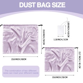 Eychei 2 Pack Silky Dust Bags for Handbags, Luxury Lavender Satin Dust Cover Bag Silk Drawstring Bag Handbag Protector Travel Storage Pouch for Purse Shoes Boots(19.6 x 15.7 In + 23.6 x 19.6 In)