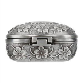 GLOGLOW Antiken Metall Herzform Geschnitzte Blume Stil Schmuckschatulle Frauen Schmuckstück Schmuck Geschenkbox Halskette Ohrringe Ring Aufbewahrungskoffer