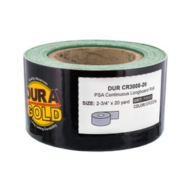 Dura-Gold Premium 3000 Grit Green Film PSA Longboard Sandpaper 20 Yard Long Continuous Roll, 2-3/4" Wide - Self Adhesive Sandpaper for Automotive, Woodworking, Air File Sanders, Hand Sanding Blocks