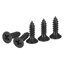 DTGN 100Pcs #6x1/2" Flat Head Wood Screws, 304 Stainless Steel Phillips Self Tapping Screws - Good for Woodworking, Furniture - Black