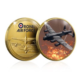 RAF Memorabilia Collection Gold Coin Medal WWII Avro Lancaster Bomber Fire-Storm