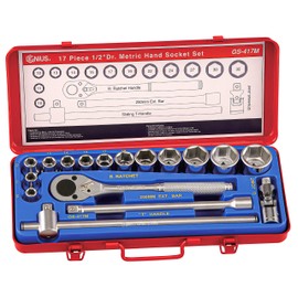 Genius Tools 17 Piece 1/2" Dr. Metric Hand Socket Set GS-417M