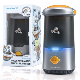 JUPITEARTH Spaceship Electric Pencil Sharpener for Kids, Hands-Free, Rechargeable, Auto in & Out Fully Automatic Pencil Sharpener Fits 6.9-11mm Colored/No.2 Pencils for Classroom Home Office (Black)