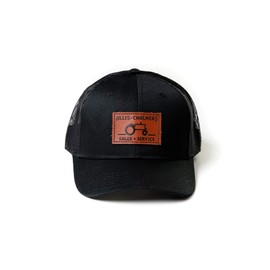 J&D Productions Allis Chalmers Tractor Hat with Leather Sales and Service Emblem, Black Mesh