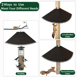Metal Squirrel Baffle for 4×4 Posts or Hanging, Squirrel Proof Baffle with Spikes for Bird Feeder Poles, Waterproof, Rustproof, Preventing Squirrels and Raccoons from Bird Feeders (Black)