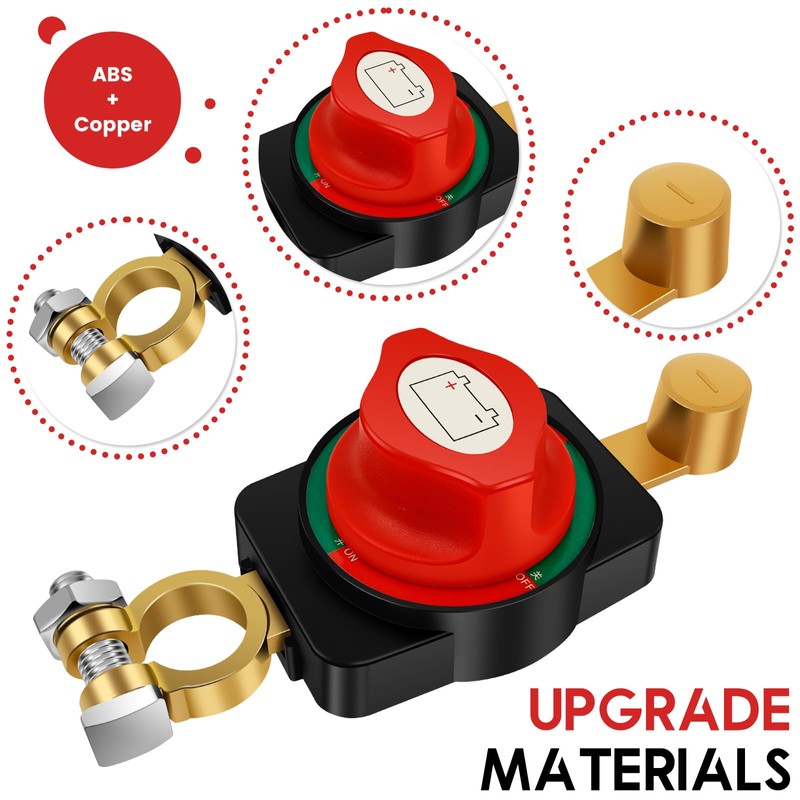 2PCS Battery Disconnect Switch Top Post, Battery Cut Off Switch