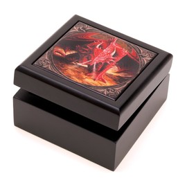 Gifts & Decor Fantasy Crimson Red Dragon Trinket Jewelry Treasure Box