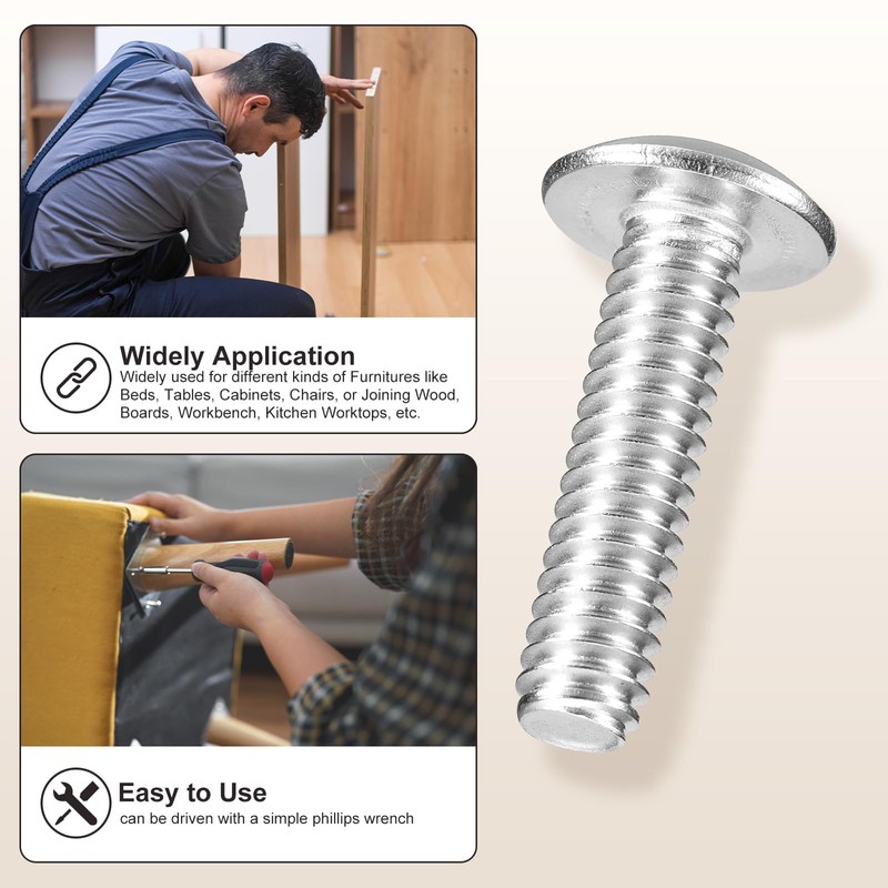 METALLIXITY Machine Screws Phillips Head(5/16"-18x1-1/2) 10Pcs, 304 Stainless Steel Round