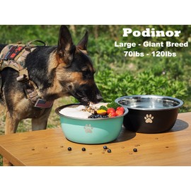 Podinor Large Dog Water Bowl 2 Pack, 170oz Stainless Steel Extra Large Dog Food Bowl for Big Giant Dogs