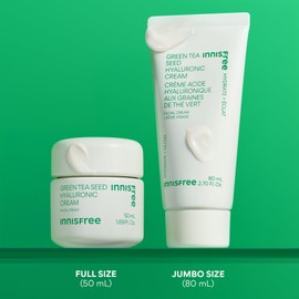 innisfree Jumbo Green Tea Seed Hyaluronic Acid Cream With Barrier Boosting Complex and Ceramide, Korean Hydrating Face Moisturizer for Dry Skin