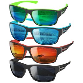 Hoemwarm 4 Pairs Sports Polarized Sunglasses for Men Fashion UV Beach Cycling Running Fishing Protection Sun Glasses