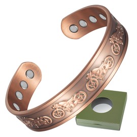 Wollet Kupfer-Magnetarmband für Damen, Kupfer-Manschetten-Armreif – mit 8 Stück 3500 Guass Magnet-Armband mit Geschenkbox (CPB-2050-FBM)