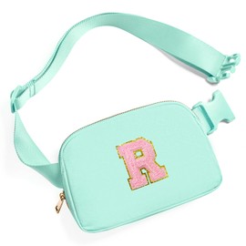 Gitus Belt Bag Fanny Pack Crossbody Bags with Initial Letter Patch Cute Stuff Birthday Gifts for Teenager Girls Trendy Preppy Stuff for Teen Girls Cool Stuff for Teens (Mint Green-R)