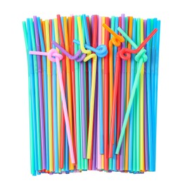 [100 Pack] 10.24" High Extra Long Flexible Plastic Straws, Disposable Drinking Straws, Colorful Bendy Straws - Assorted Colors