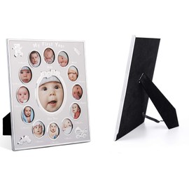 ADEPTNA My First Year Photo Frame Holds 13 Photos - Beautiful Multi-Photo Picture Frame - Cherish The Memories of Your Loved One for Life