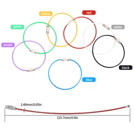 ZHENGYYUU Pack of 63 Key Ring Wire Rope Key Ring Colourful Stainless Steel Coloured Cable Key Ring Large with Twist Lock for Luggage Tag ID Tag Guardian, multicoloured