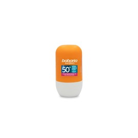 Babaria - Roll-On Solare Viso SPF50+ | Texture Ultra-Leggera | Idratante con Acido Ialuronico e Niacinamide | Formato Pratico | Resistente all'Acqua | Coral Friendly | Vegano | 50 ml