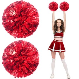 Auzlya Pack of 2 Cheerleader Pompoms, Pompoms, Cheerleading, Metallic Cheerleading Pompoms, Sports Squad Cheer Accessories, for Cheerleading, for Performance, Gymnastics