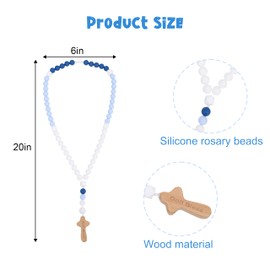 Baptism Silicone Rosary - God Bless Kids First Rosary, Baby Shower Baptism Party Supply, Baby Boy 1st Year Silicone Beads Gifts