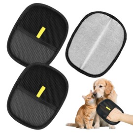 3 Pcs Pet Grooming Gloves, Static Removal Gloves Pet Hair, Reusable Double Sided Dog Washing Gloves, Versatile Cat Grooming Glove, Pet Hair Removal Glove for Dog & Cat Washing Deshedding Grooming