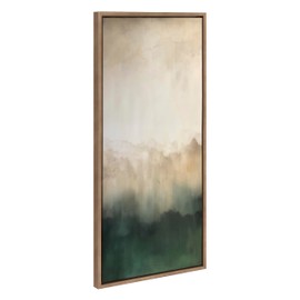 Kate and Laurel Sylvie Green Mountain Abstract II Framed Canvas Wall Art by Amy Lighthall, 18x40 Gold, Soft Mountain Landscape Art for Wall