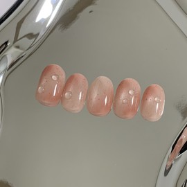 [Handmade Nail Tips] Peach Nail Tips - Short Oval / [수제네일팁] 복숭복숭 네일팁 - 숏오발