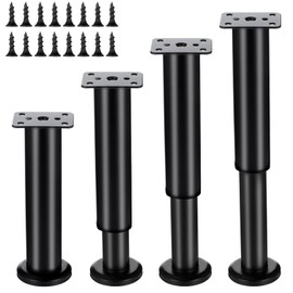 JOUTYFOR 4 Pcs Adjustable Bed Support Legs for Bed Frame/Bed Center Slat, Metal Adjustable Furniture Legs 7.08-13 inch for Bed/Sofa/Cabinet/Couch/Dresser/Table,Thickened Heavy Bed Replacement Legs