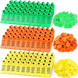 DoubleFill 300 Pcs Livestock Ear Tags for Sheep Goat Cattle 001-100 Number Plastic Sheep Ear Tags for Cow Pig Dog Deer Horse Farm Animal Identification (Green,Yellow,Orange)