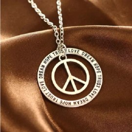 Fashion Jewelry large PEACE SIGN SYMBOL LOVE pendant 20" 925 Sterling Silver Necklace men women