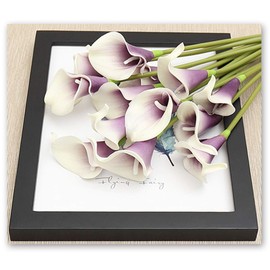 HoveBeaty Calla Lily Bridal Wedding Festival Decor Bouquet Real Touch Latex Flower Bouquet Pack of 20 (Purple-White)