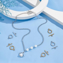 UNICRAFTALE 30 Sets 2 Colours Toggle Clasps 304 Stainless Steel Jewellery Clasps Metal IQ Toggle Clasps Tbar Clasps Bracelet Chains Clasps for DIY Necklace Bracelet Jewellery Making