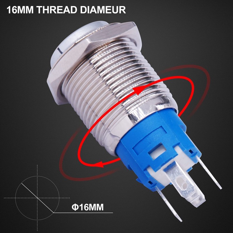 mxuteuk 16 mm Raised Speaker Horn Momentary Push Button Switch