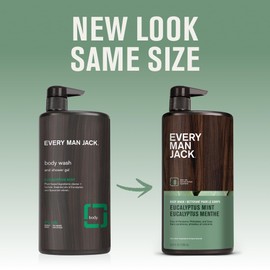 Every Man Jack Eucalyptus Mint Hydrating Mens Body Wash for All Skin Types - Cleanse, Nourish, and Hydrate Skin with Naturally Derived Ingredients - Paraben Free, Phthalate Free, Dye Free - 33.8oz