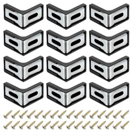 sourcing map 12 Pcs 90 Degree Plastic Corner Braces, 28x17.5x28mm Shelf Right Angle Brackets with Screws for Cabinets Cupboards, Black