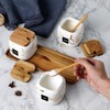 JFFLYIT 3 Pcs Sugar Bowls Ceramic Coffee Jar Set Ceramic