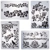 GORGECRAFT 4pcs Plastic Drawing Painting Stencils Templates Flowers Plants Graphics
