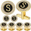 18K Gold Tone Initial Cufflinks for Men With Tuxedo Studs