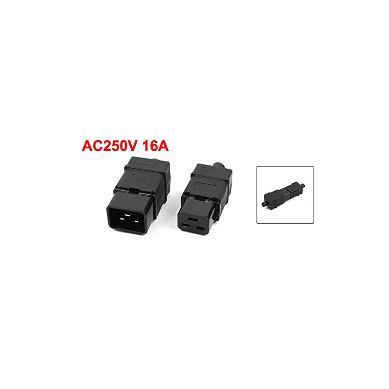sourcing map Industrial Rewirable IEC320 C19 Male + IEC320 C20
