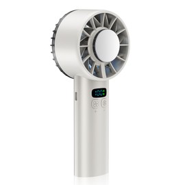 Magiduck 2025 Portable Handheld Ice Fan, Digital Display, 5200mAh Rechargeable Battery, 100 Speed Mini Fan Blow Cold Air, Lightweight handheld fans for Outdoors, Travel, Home, Desk（White）