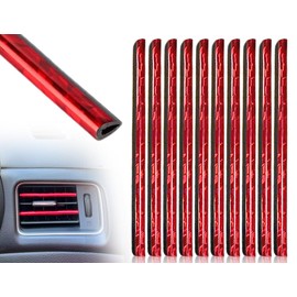 Emezddo Pack of 10 Car Air Vent Decoration, Ventilation Grille Decorative Strips, DIY Decorative Strips, Air Conditioning Air Outlet Interior Trim, for Most Ventilation Slits (Red)